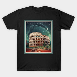 Rome Italy Colosseum Starry Night Vintage Tourism Travel Poster T-Shirt